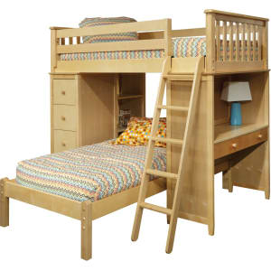 Mission Sss Loft Bed With Desk Bookcase Drawers And Lower Platform