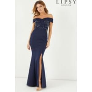 lipsy long sleeve sequin plunge maxi dress