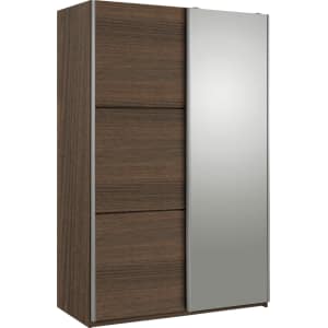 Hygena Bergen 2 Dr Medium Sliding Wardrobe Walnut Mirror From