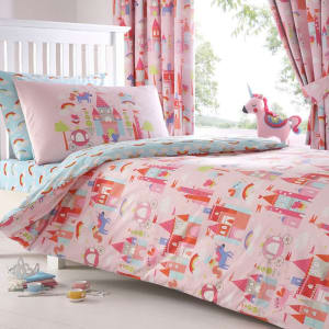 Bluezoo Kids Pink Castle And Unicorns Duvet Cover And Pillow