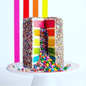 Flour Shop Rainbow Explosion Cake Event