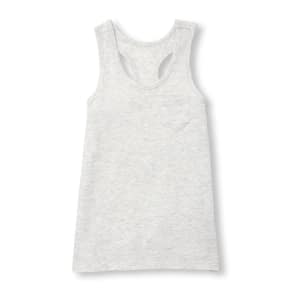 Girls Matchables Sleeveless Solid Pocket Racer-Back Tank Top - Gray