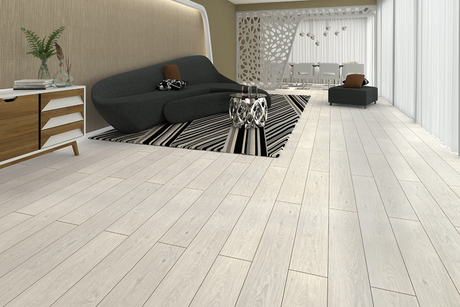 North Light Snow White Oak Laminate Flooring 8mm By 193mm By