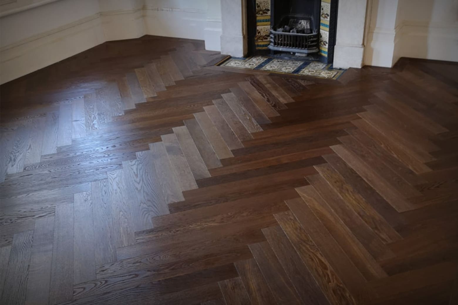 Prime Engineered Flooring Oak Herringbone Dark Smoked Brushed