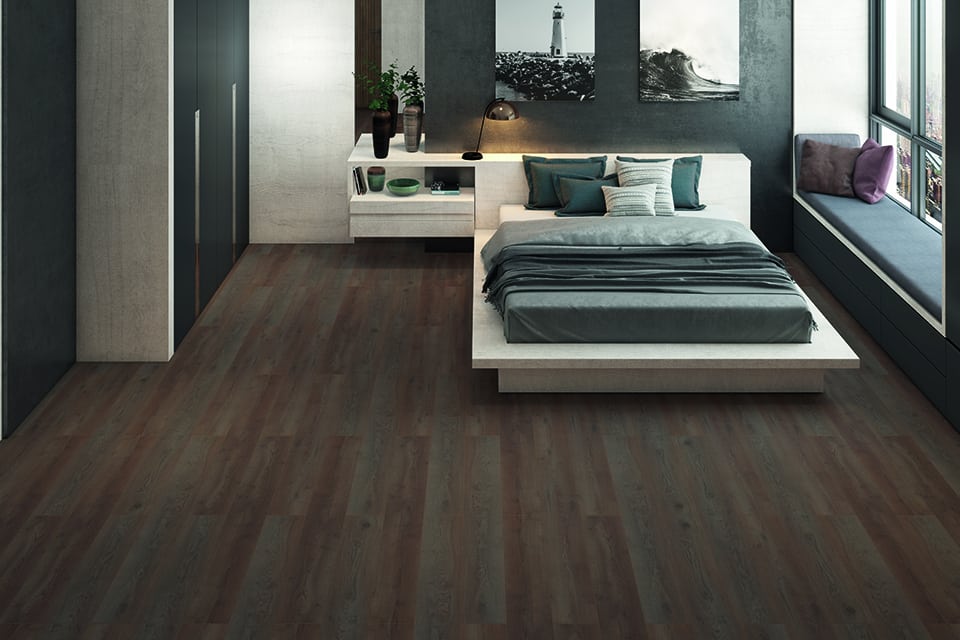 Aivary Dark Brown Oak Laminate Flooring 8mm By 193mm By 1380mm