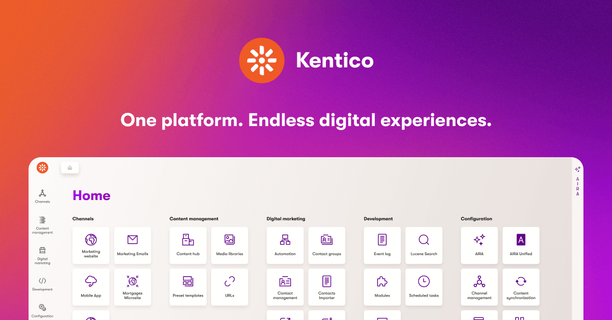 Screenshot or Official Image for kentico.com - CMS, Digital Marketing & Commerce DXP | Kentico