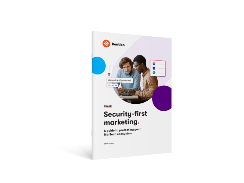 Security-First Marketing ebook cover — guide to embedding security into digital marketing with Kentico