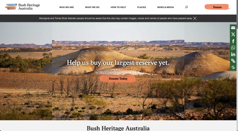 Bush Heritage homepage