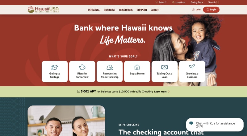 Hawaii USA FCU homepage